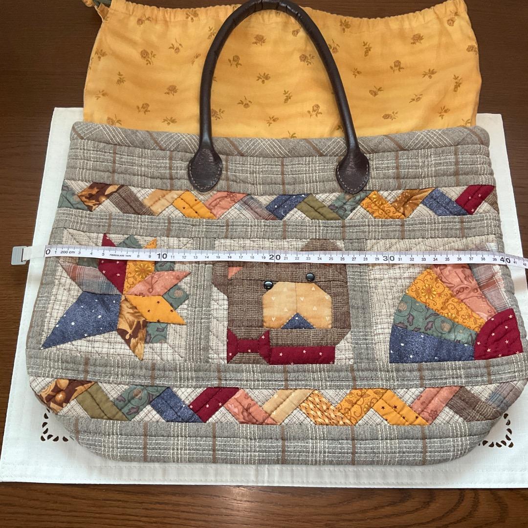 ハンドメイドパッチワークサンプラーかぼちゃ紐付きトートバッグ