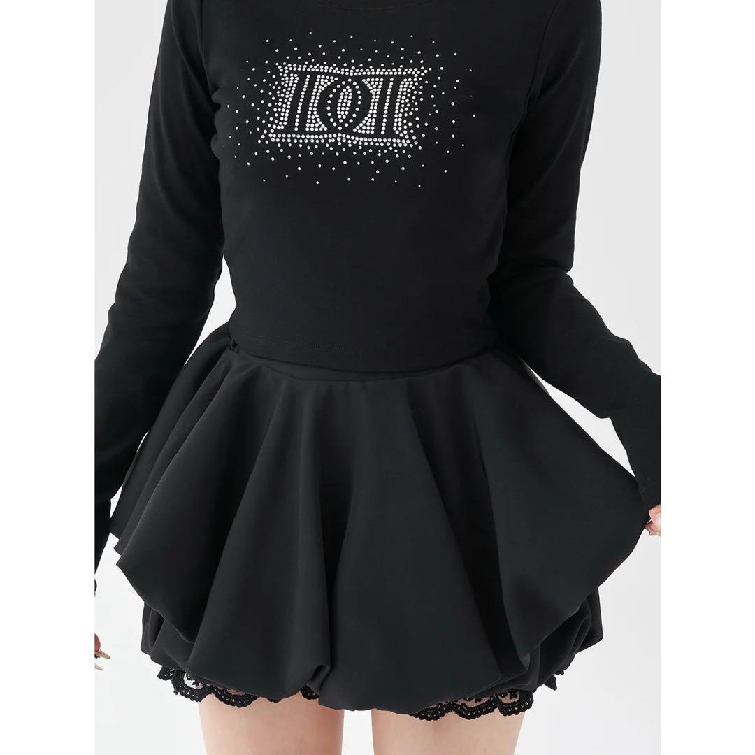 新品タグ付 ダーリッチ ブラック シャイニーDDロゴコンパクトロングTシャツ F