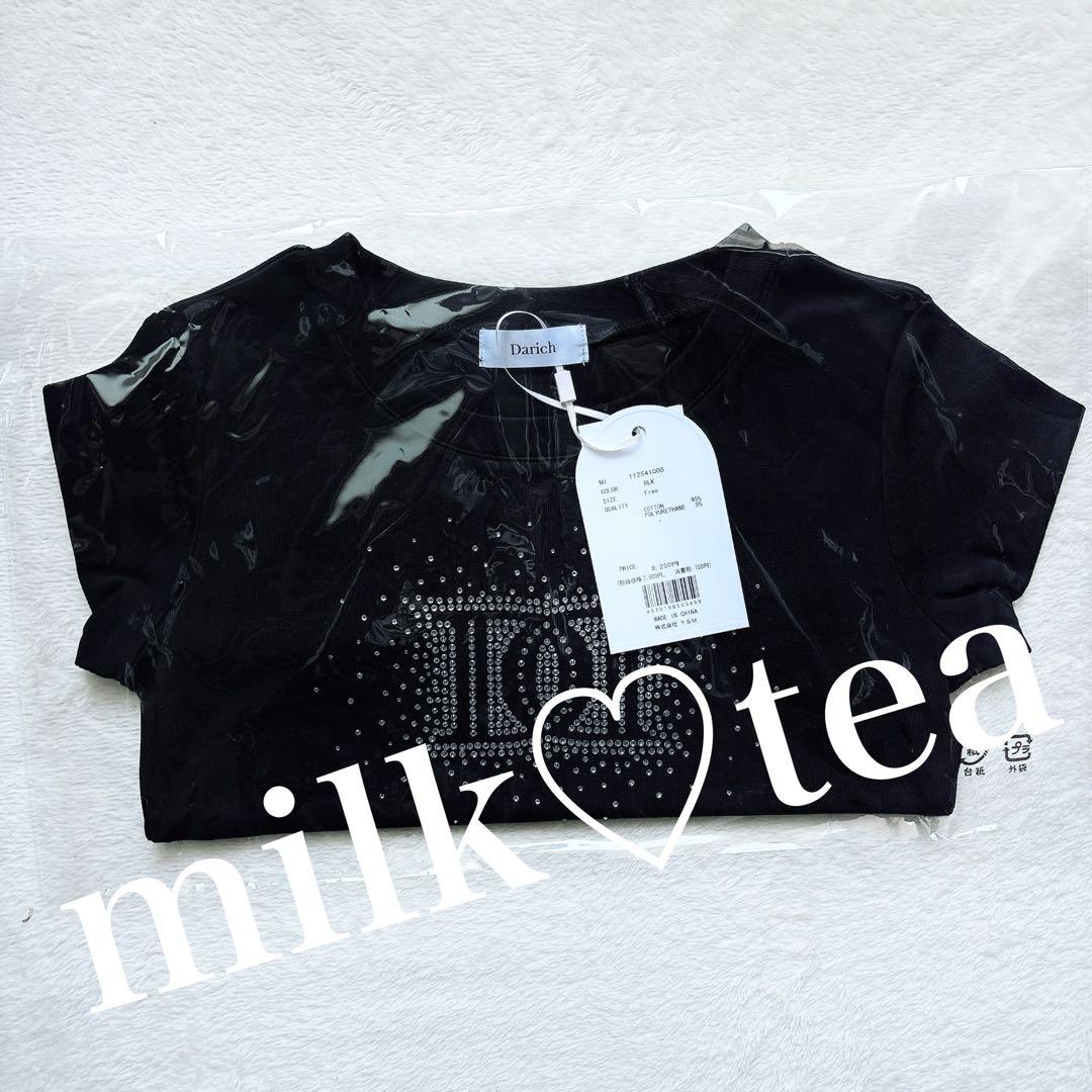 新品タグ付 ダーリッチ ブラック シャイニーDDロゴコンパクトロングTシャツ F