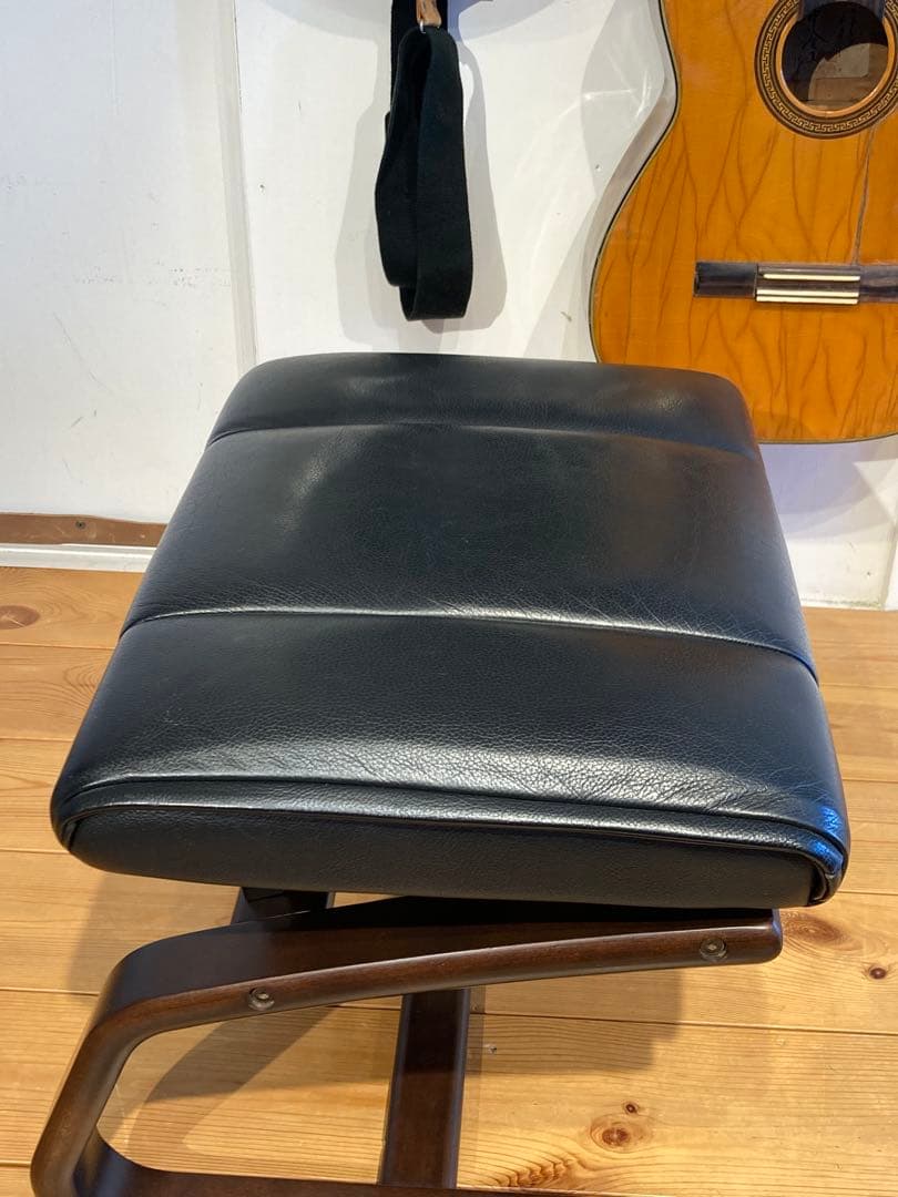 画像29枚 冨士ファニチア ブラック 本革 レザー オットマン スツール リク