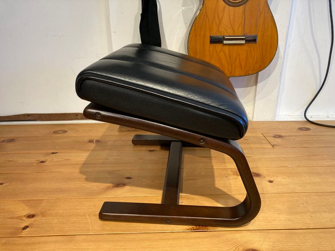 画像29枚 冨士ファニチア ブラック 本革 レザー オットマン スツール リク