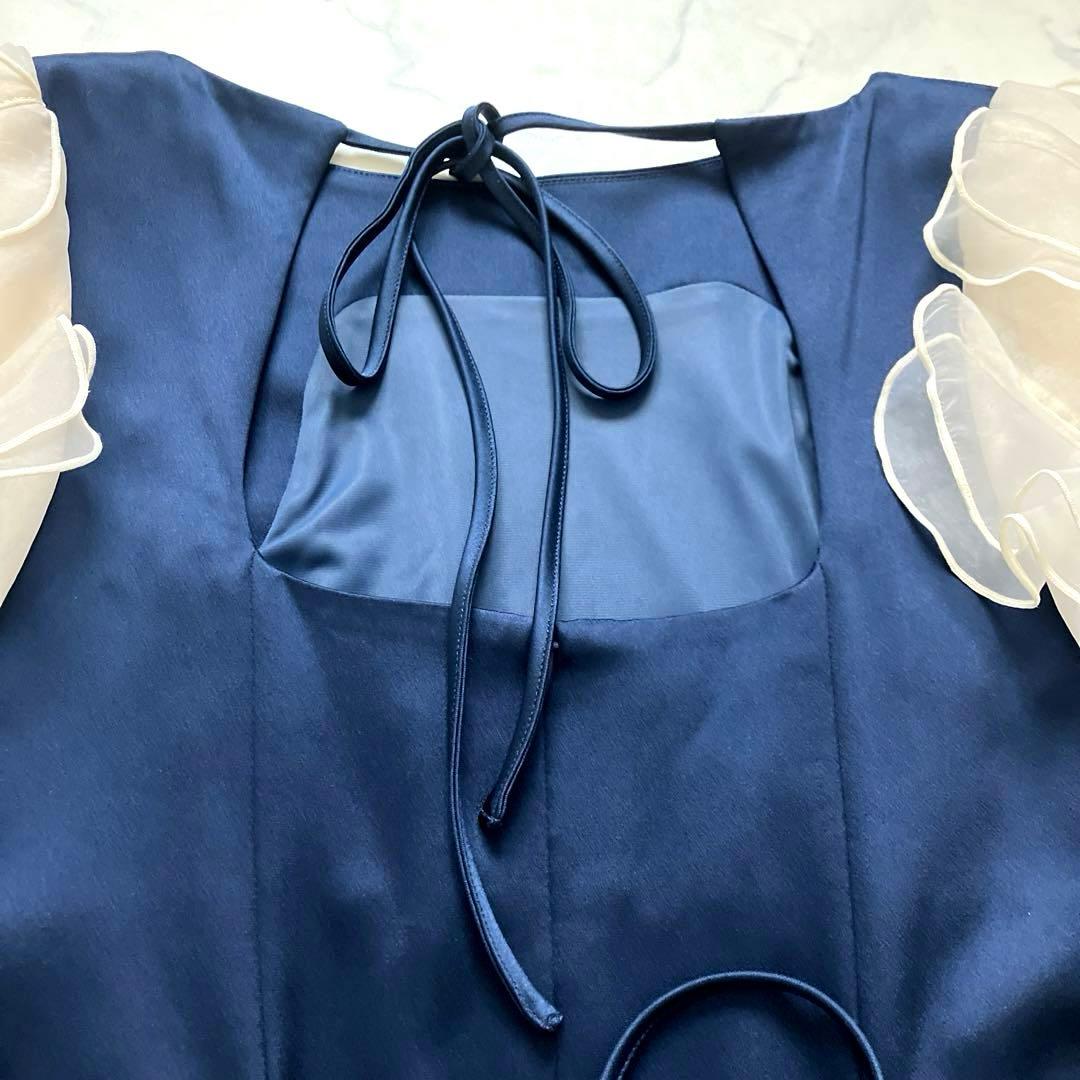 【新品未使用】フレイ アイディー　ラッフルフリルスリーブドレス ネイビー　1