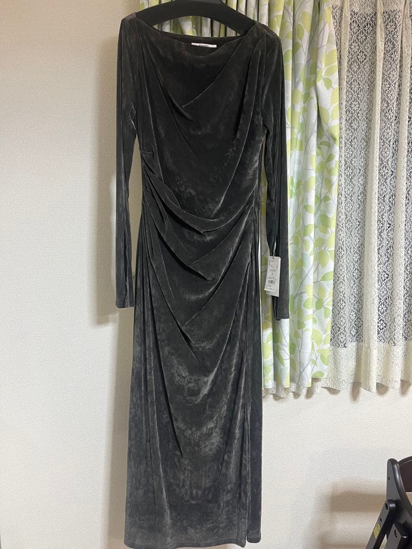 SNIDEL スナイデル フロッキーベロアドレープドレス