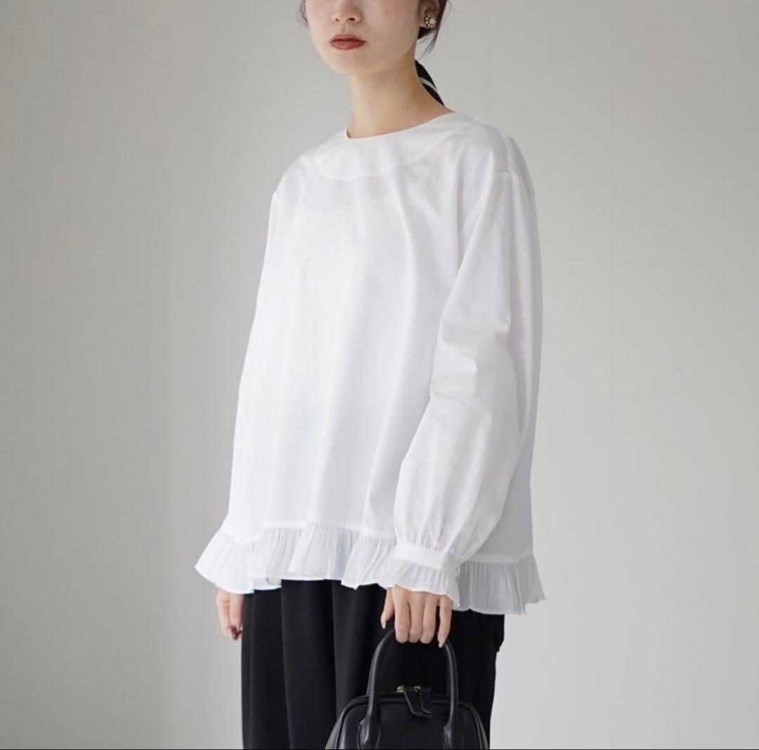 TUMUGUツムグコットンサテン プルオーバー ブラウス フォーマル フリル