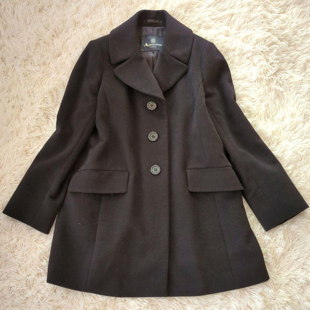 極美品　大きいサイズ　アクアスキュータム　アンゴラ混ウールコート　テーラード