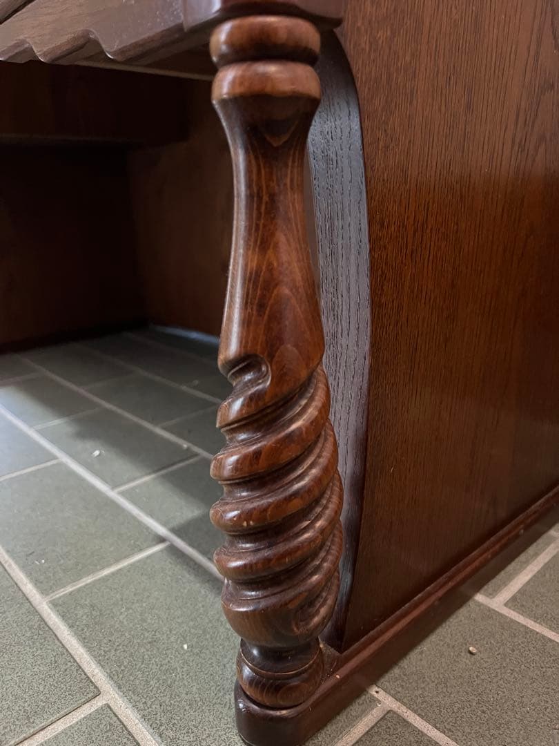 ★希少品！！ 木製ブラウンドレッサー・鏡台 アンティーク美品　最高級銅引ミラー