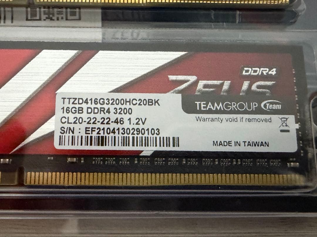 Team ZEUS DDR4 メモリ DDR4-3200 16GBx2枚