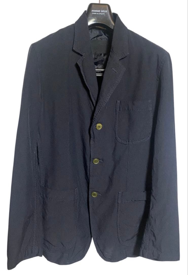 COMME des GARCONS HOMME DEUX紺ポリ縮ジャケット XS