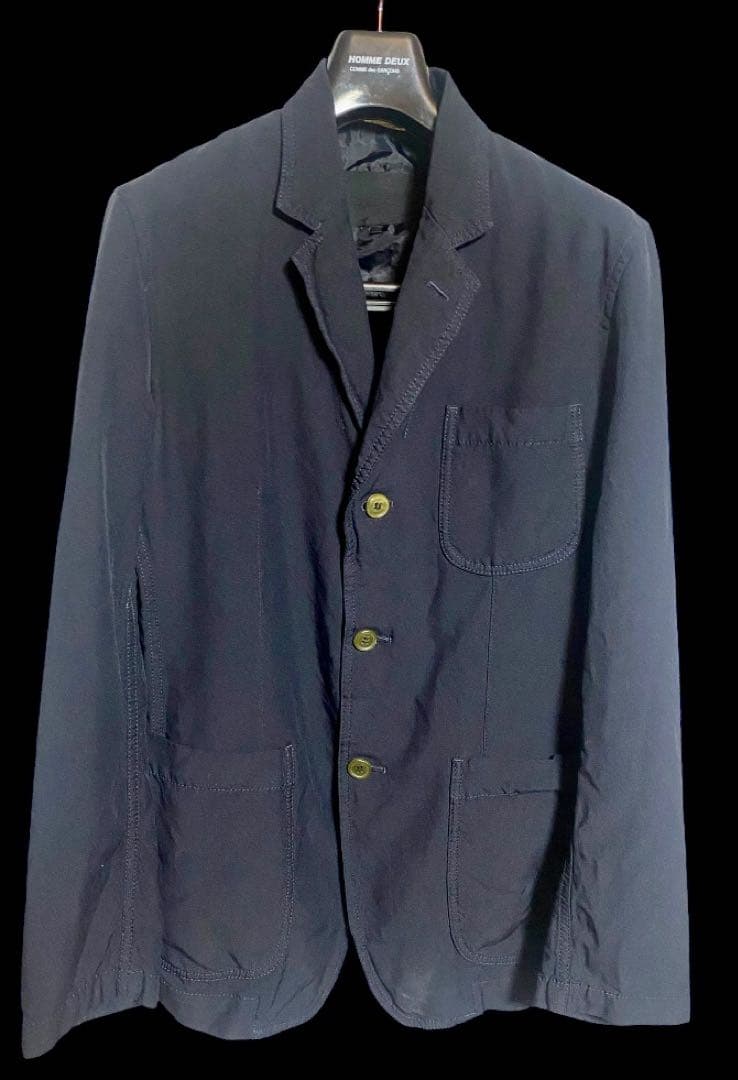 COMME des GARCONS HOMME DEUX紺ポリ縮ジャケット XS