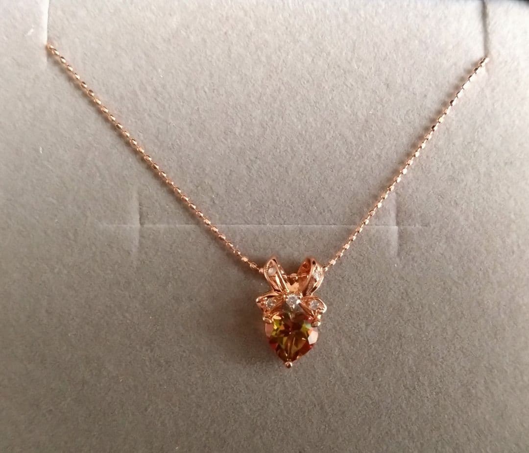 ジュエリーツツミ K10ピンクゴールド ハート型の石ネックレス