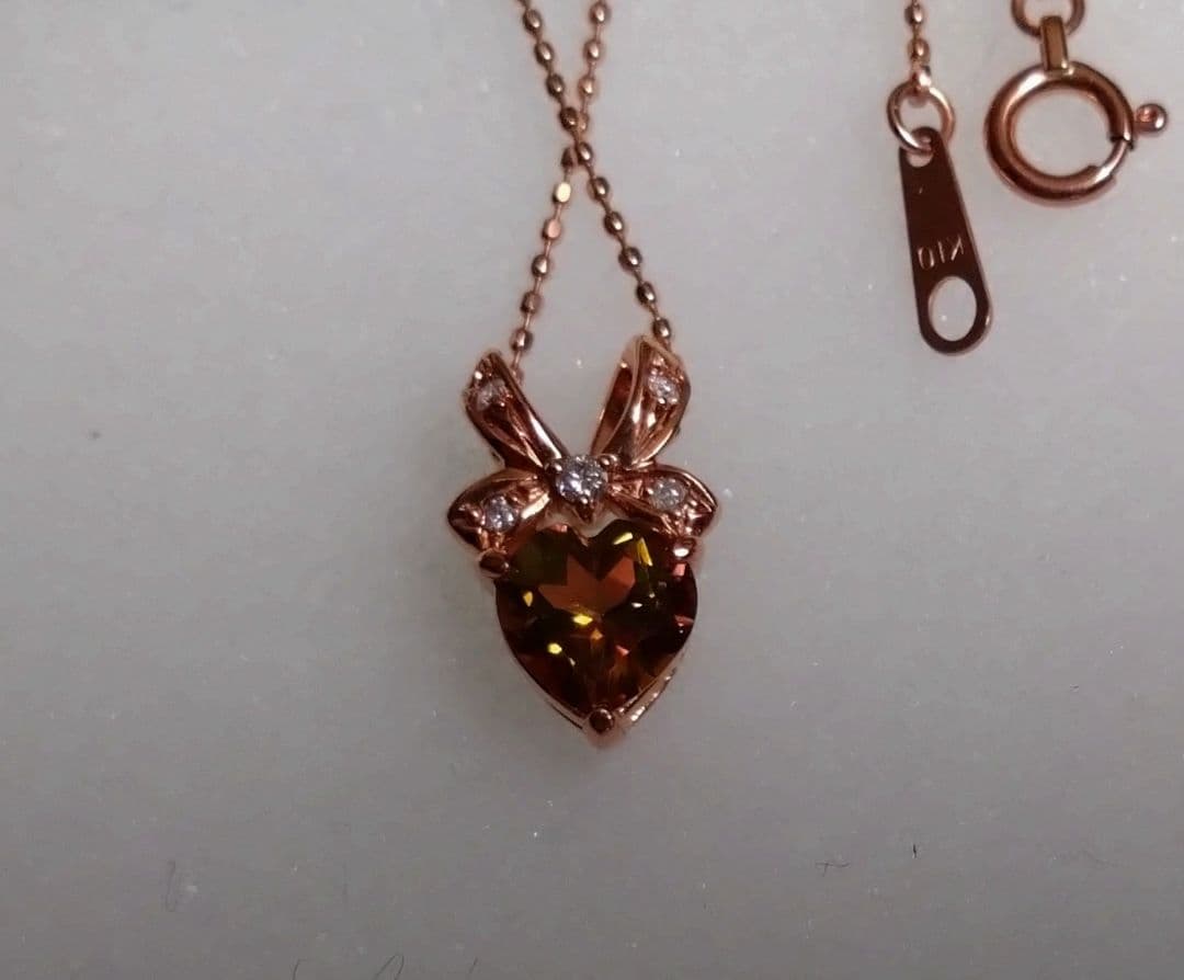 ジュエリーツツミ K10ピンクゴールド ハート型の石ネックレス