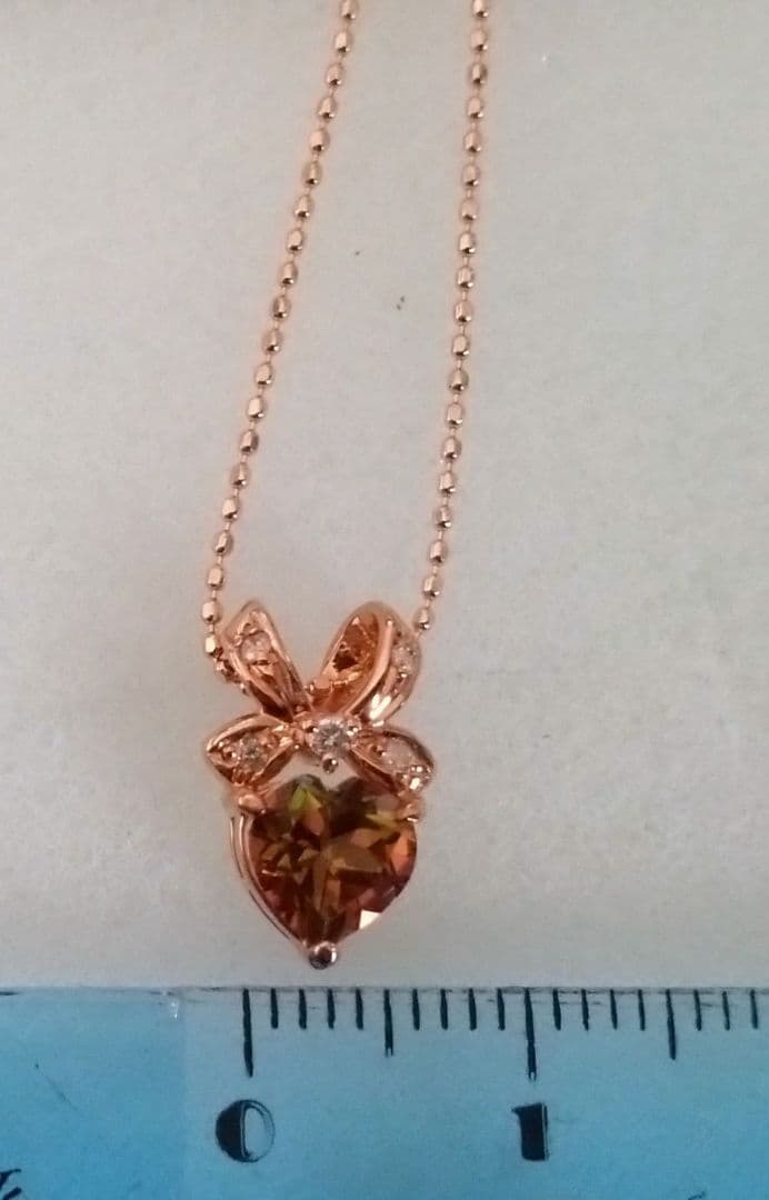 ジュエリーツツミ K10ピンクゴールド ハート型の石ネックレス