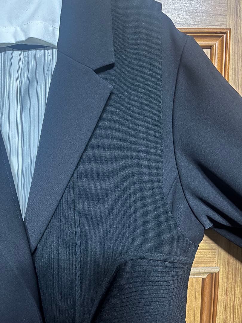 【suzu】UN3D. ニットドッキングジャケット(ブラック/ブラック)