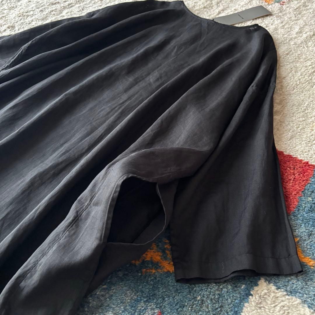 新品　MITTAN ミッタン　ラミーシルクワンピース　OP-13 黒　麻　絹