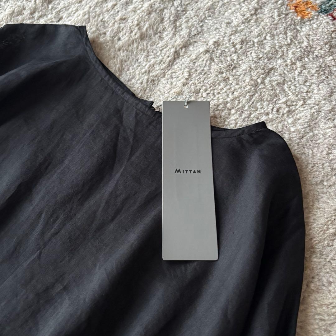 新品　MITTAN ミッタン　ラミーシルクワンピース　OP-13 黒　麻　絹