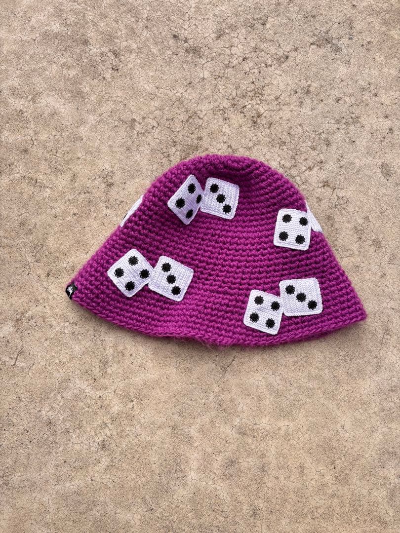 Stussy 紫 サイコロ刺繍 バケットハット