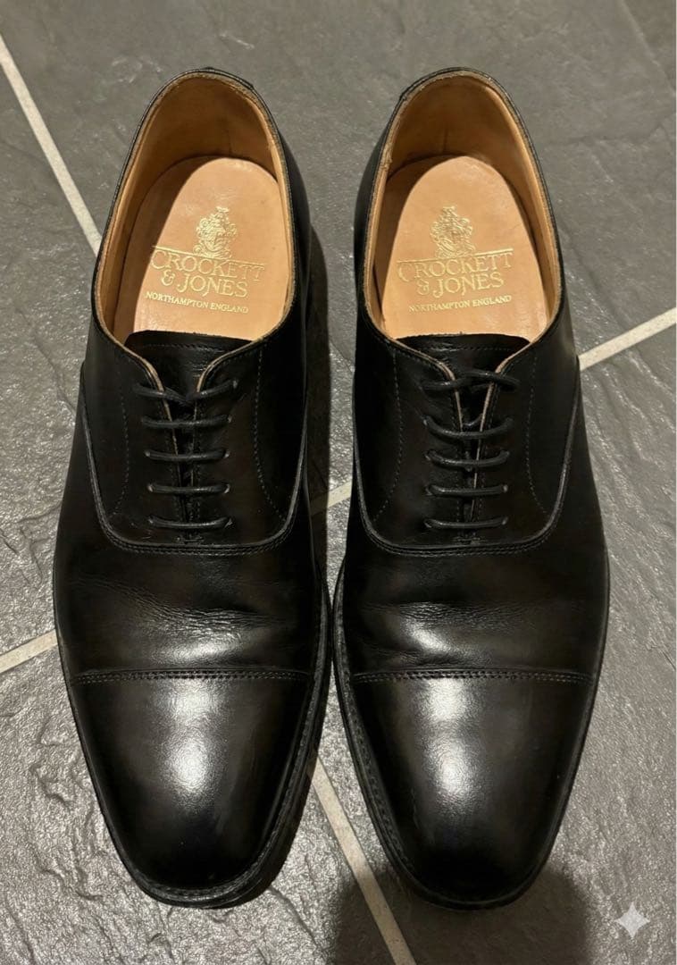 【美品】クロケット＆ジョーンズ HALLAM 6.5E ストレートチップ 黒