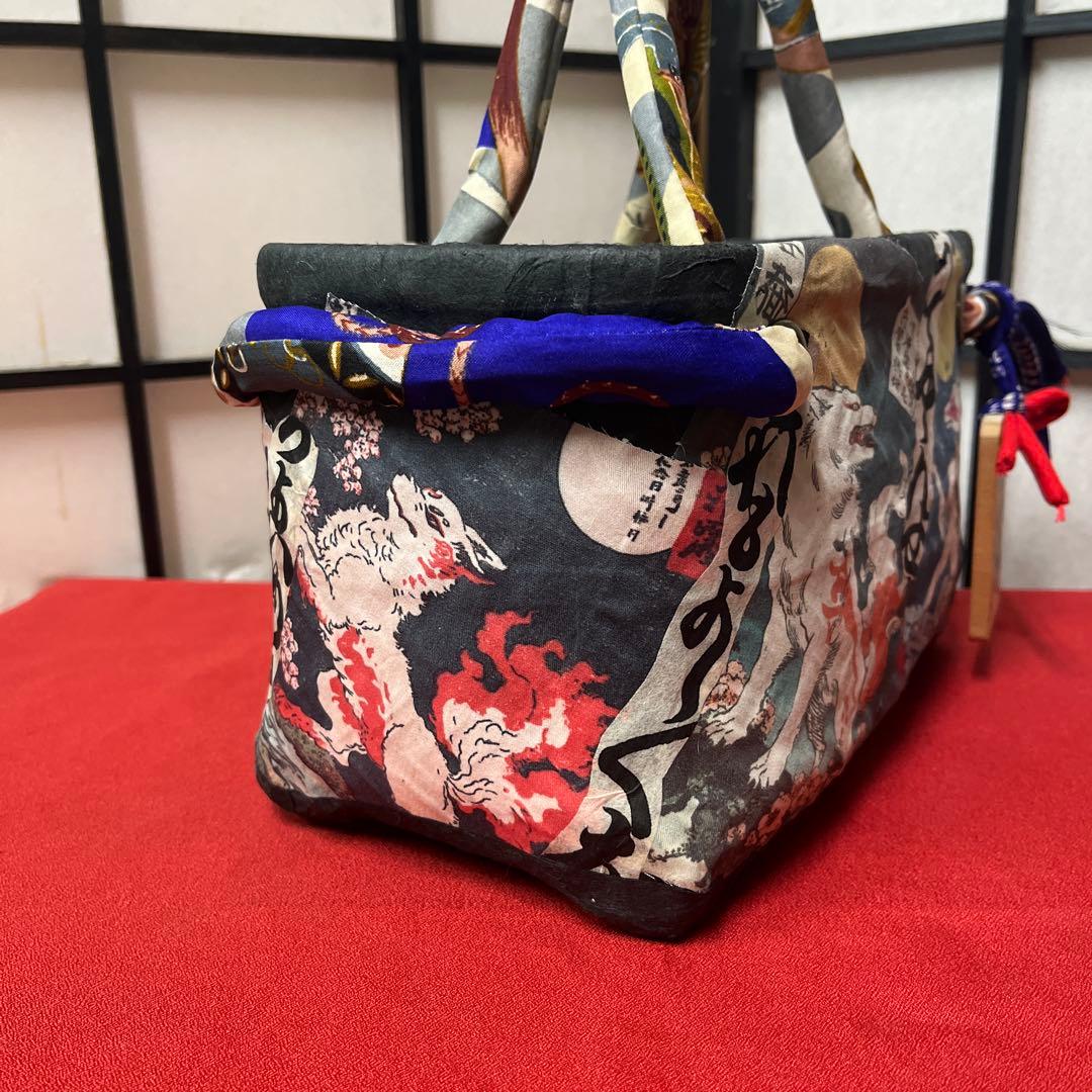 化け狐 妖 九尾 一閑張り バッグ かごバッグ ハンドバッグ 和 動物