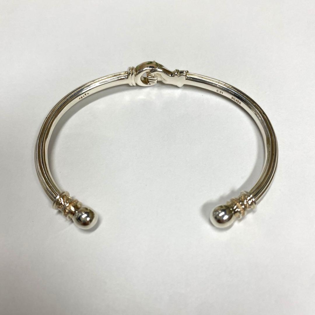 agete シルバーバングル　SV ダイヤモンド　シルバー　装飾　デザイン　彫刻