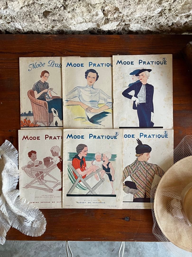 ◆フランスアンティーク｜メルスリー手芸雑誌印刷物紙もの図案パターンファッション