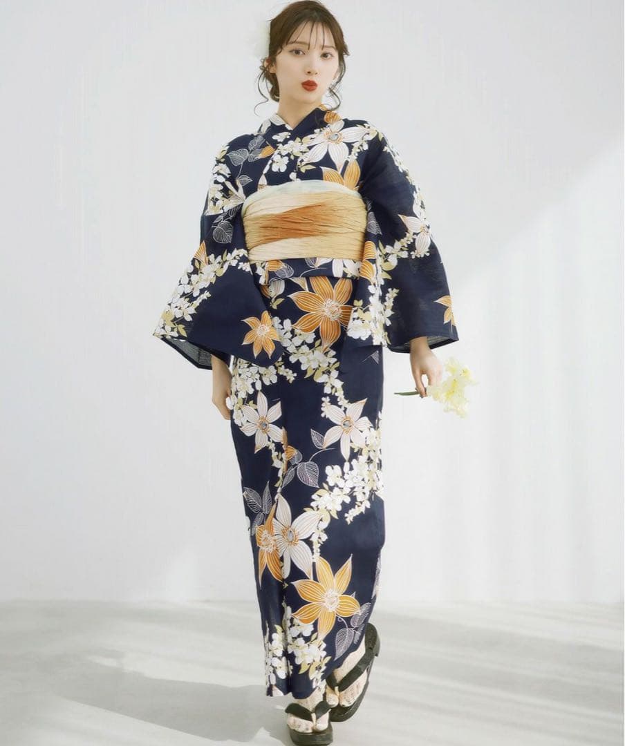 浴衣　Dita（ディータ）　幻想鏡花水月(柑橘）4点セット