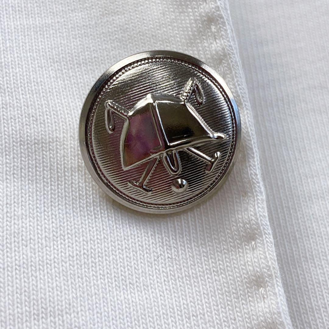 美品 ラルフローレン 白ブレザー 銀ボタン 針金糸 刺繍 エンブレム ジャケット