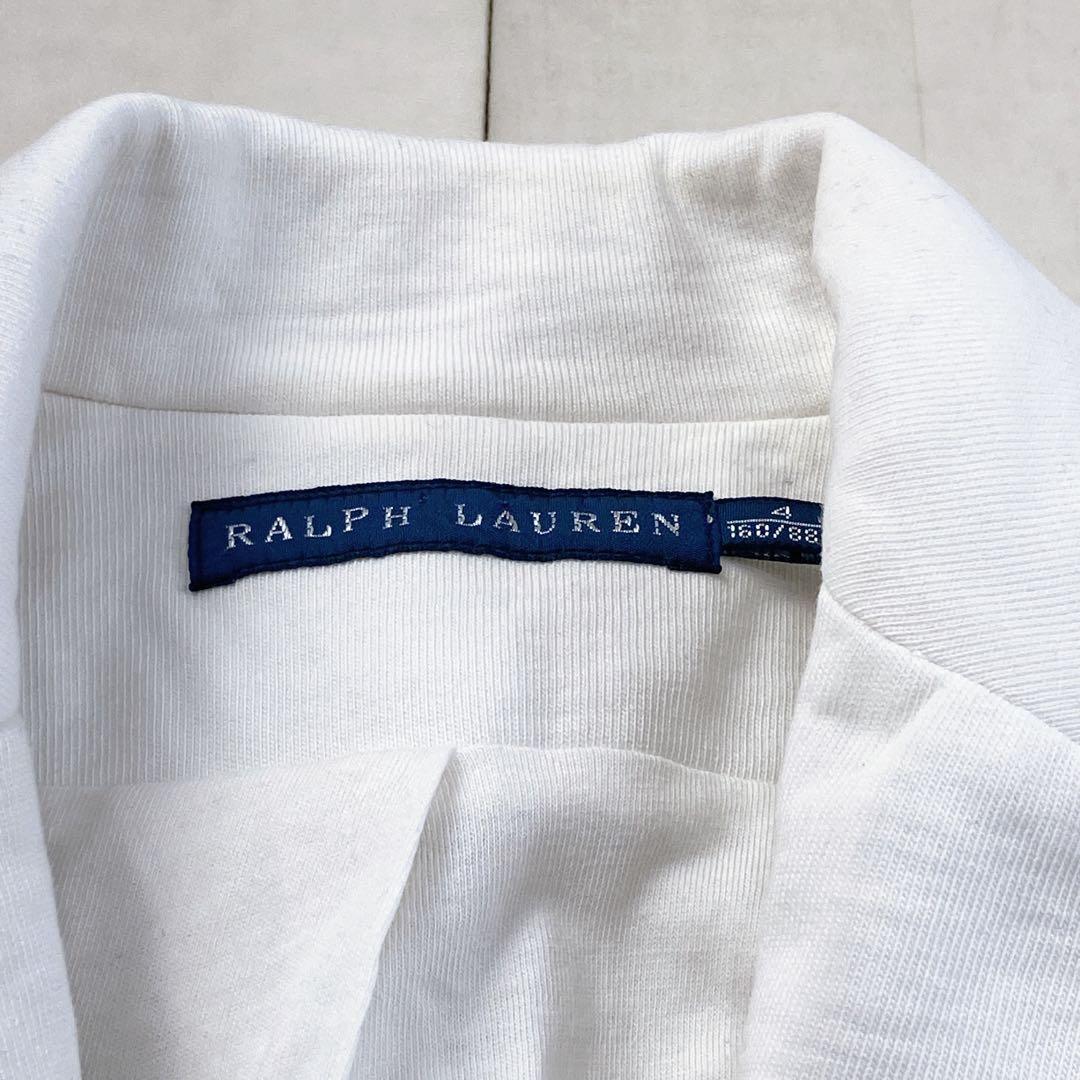 美品 ラルフローレン 白ブレザー 銀ボタン 針金糸 刺繍 エンブレム ジャケット