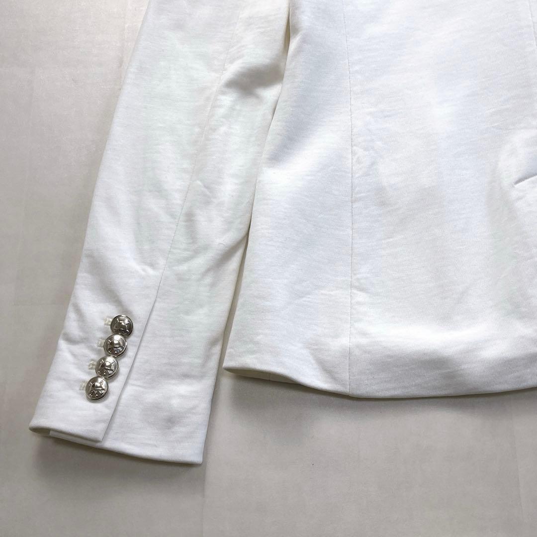 美品 ラルフローレン 白ブレザー 銀ボタン 針金糸 刺繍 エンブレム ジャケット