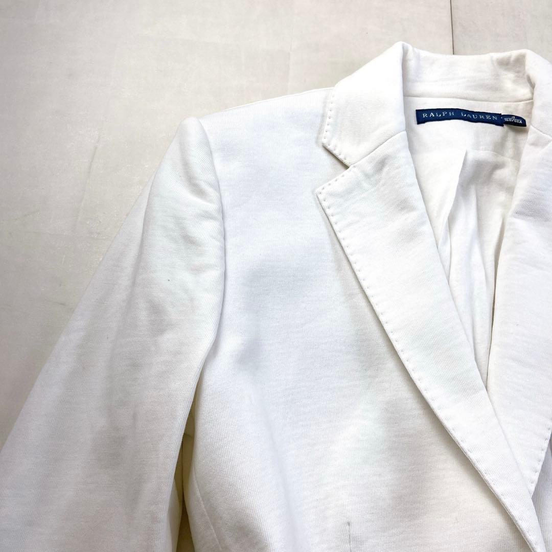 美品 ラルフローレン 白ブレザー 銀ボタン 針金糸 刺繍 エンブレム ジャケット