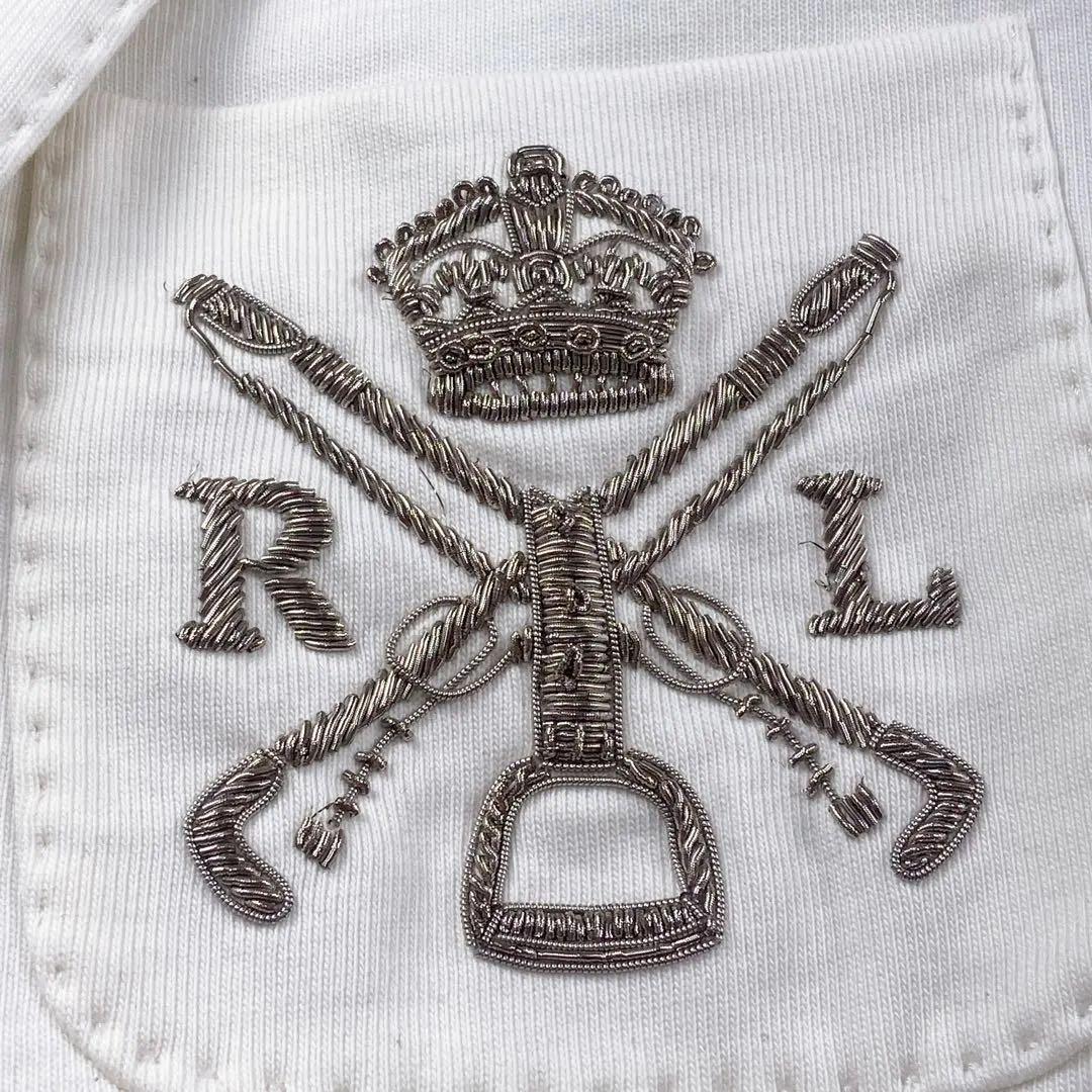 美品 ラルフローレン 白ブレザー 銀ボタン 針金糸 刺繍 エンブレム ジャケット