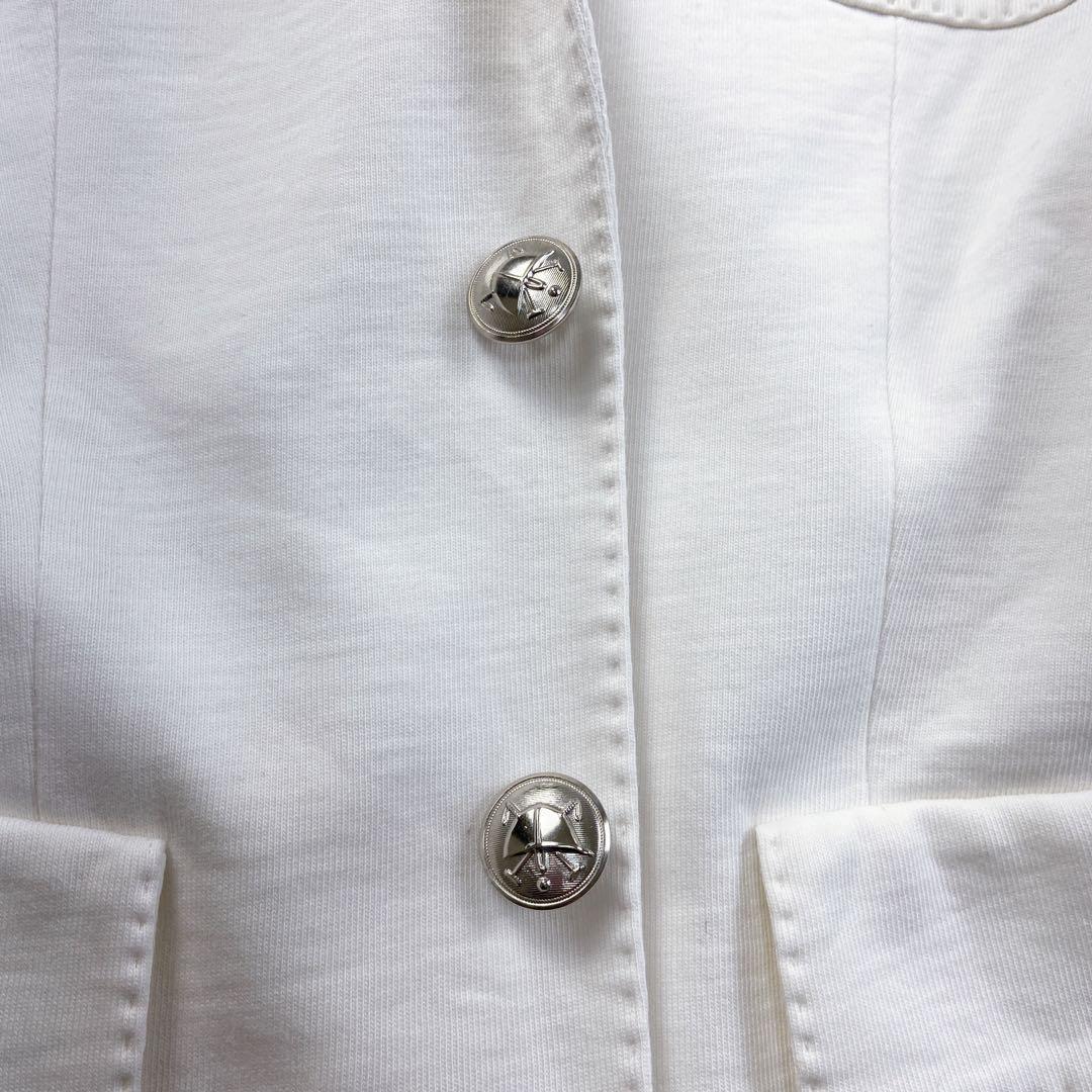 美品 ラルフローレン 白ブレザー 銀ボタン 針金糸 刺繍 エンブレム ジャケット