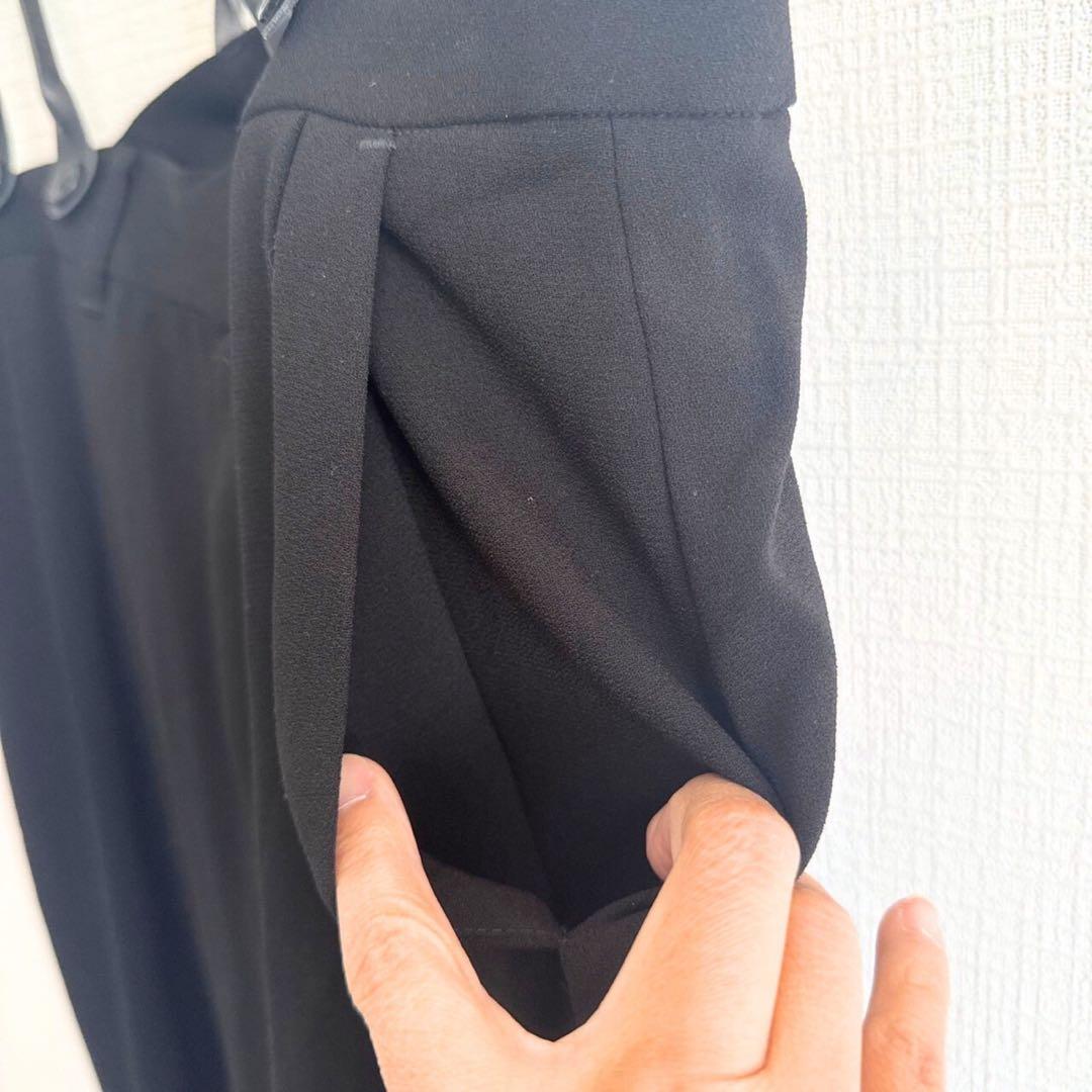 Curensology サスペンダーパンツ ブラック サロペットパンツ