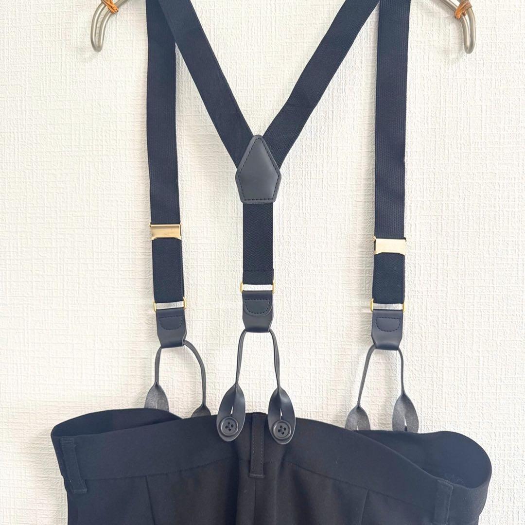 Curensology サスペンダーパンツ ブラック サロペットパンツ