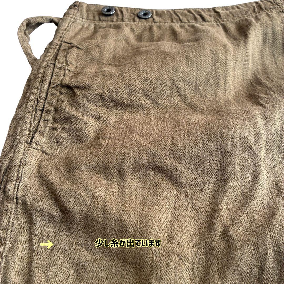 KAPITAL 綿麻ヘリンボンラップパンツ ブラウン ミリタリーカーゴポケット