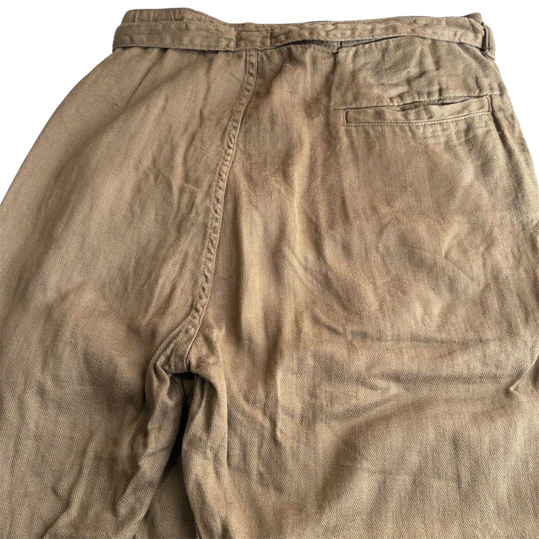 KAPITAL 綿麻ヘリンボンラップパンツ ブラウン ミリタリーカーゴポケット
