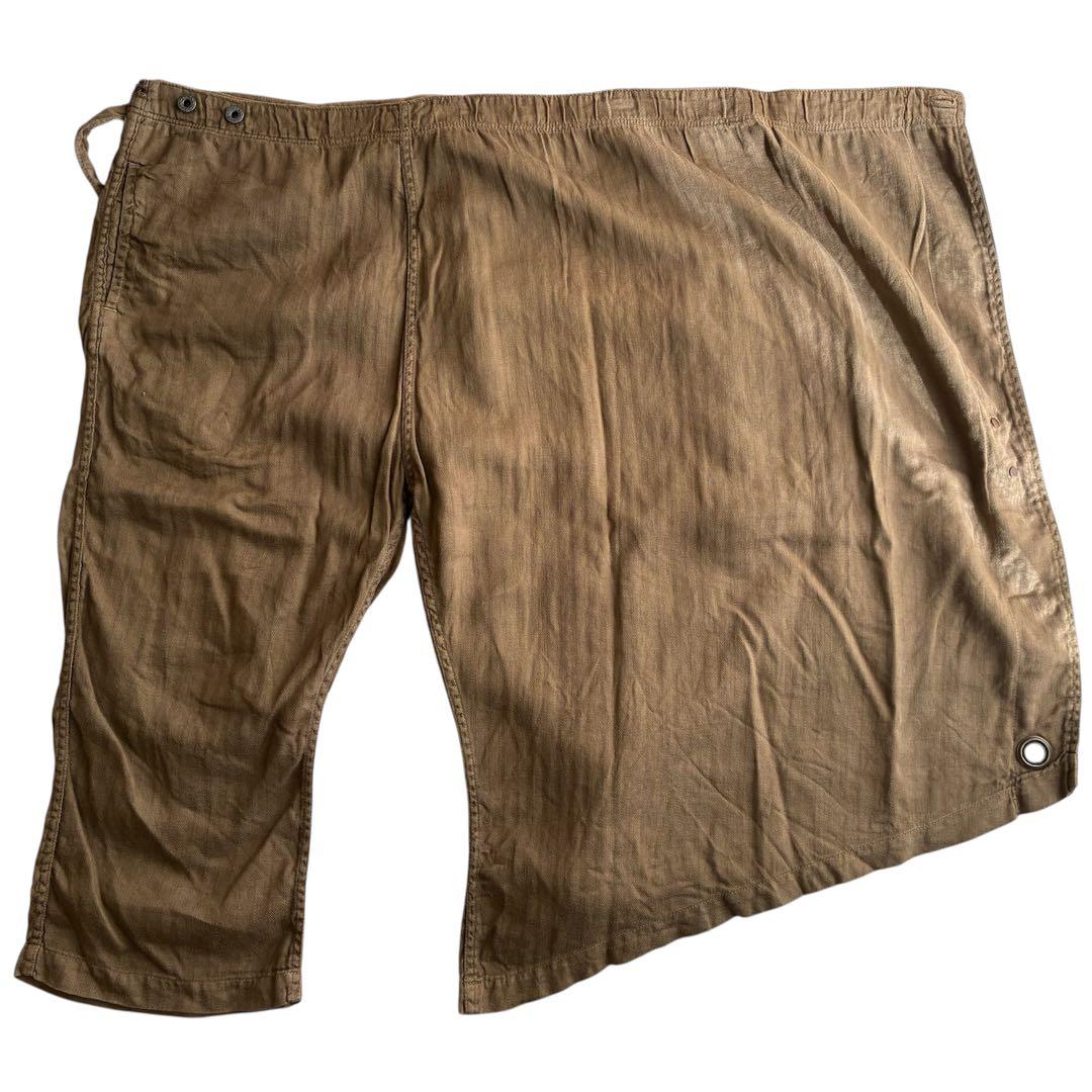 KAPITAL 綿麻ヘリンボンラップパンツ ブラウン ミリタリーカーゴポケット