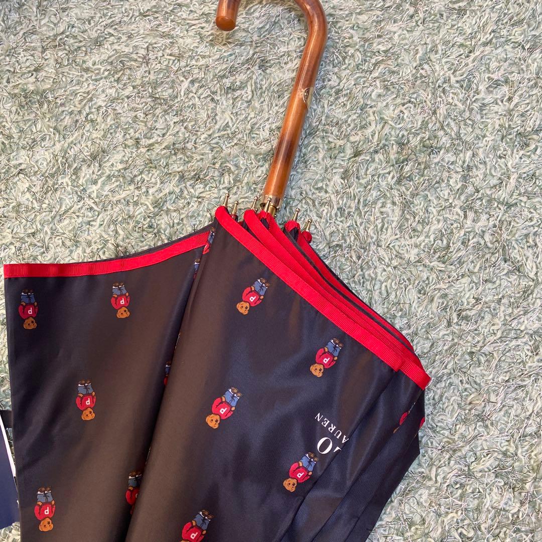 【新品未使用】ポロラルフローレン ポロベア 総柄 長傘 ブラック