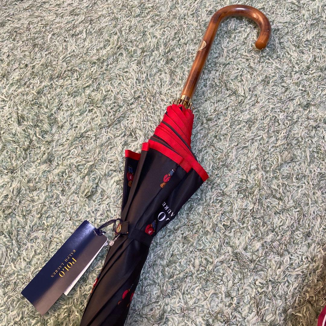 【新品未使用】ポロラルフローレン ポロベア 総柄 長傘 ブラック