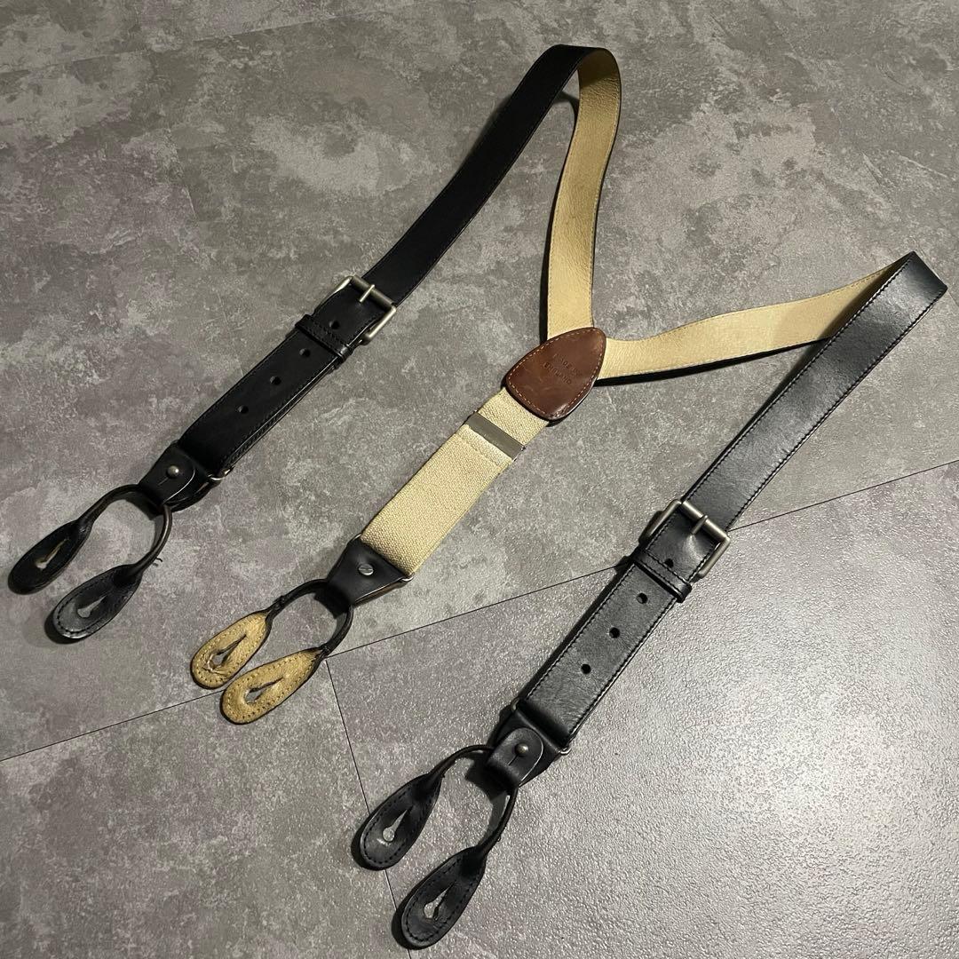 サスペンダー　Regent レザー　ブラック　本革　Y字型サスペンダー　英国製
