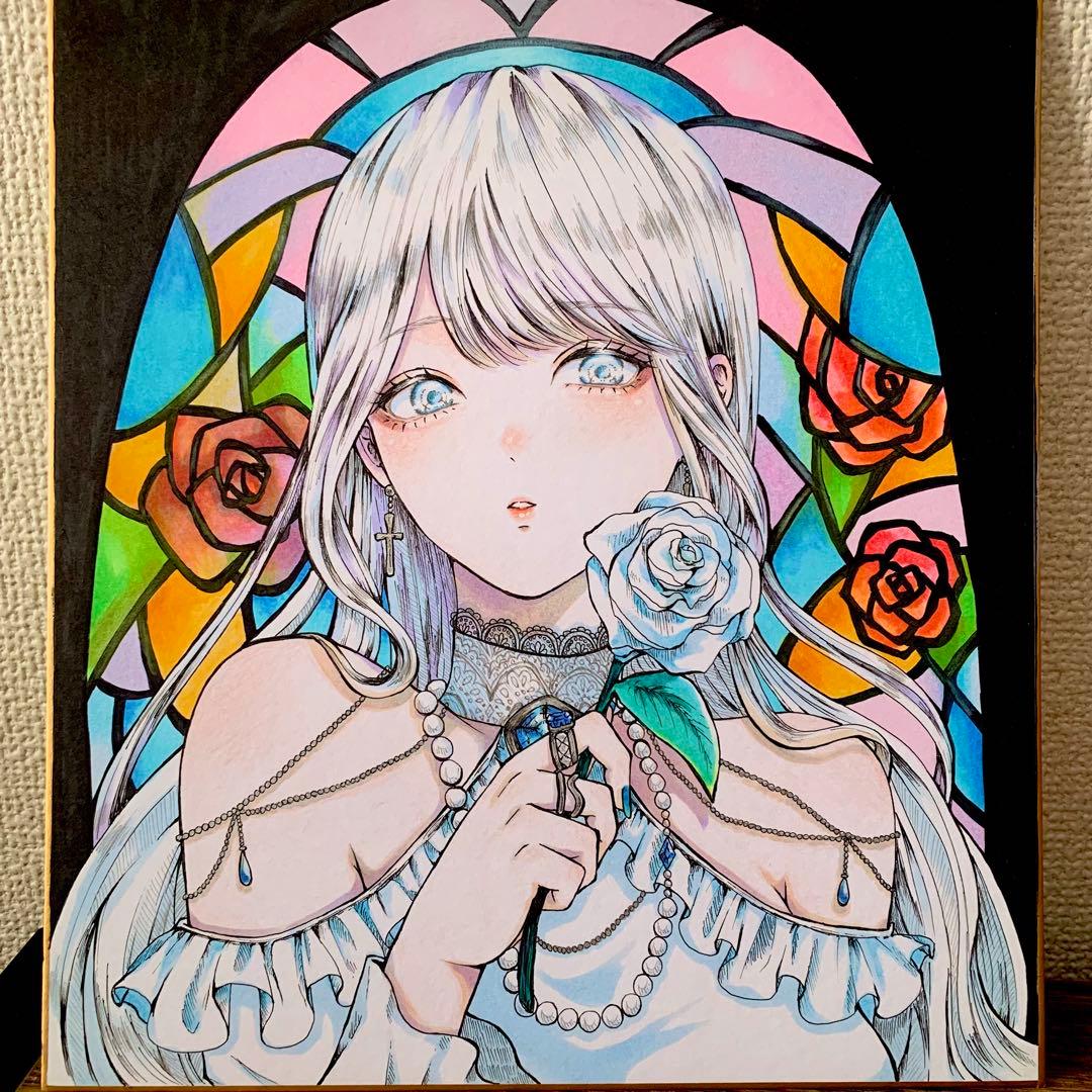 ぷ*ん様 No.11手描きイラスト　オリジナル　アナログ　色紙　原画