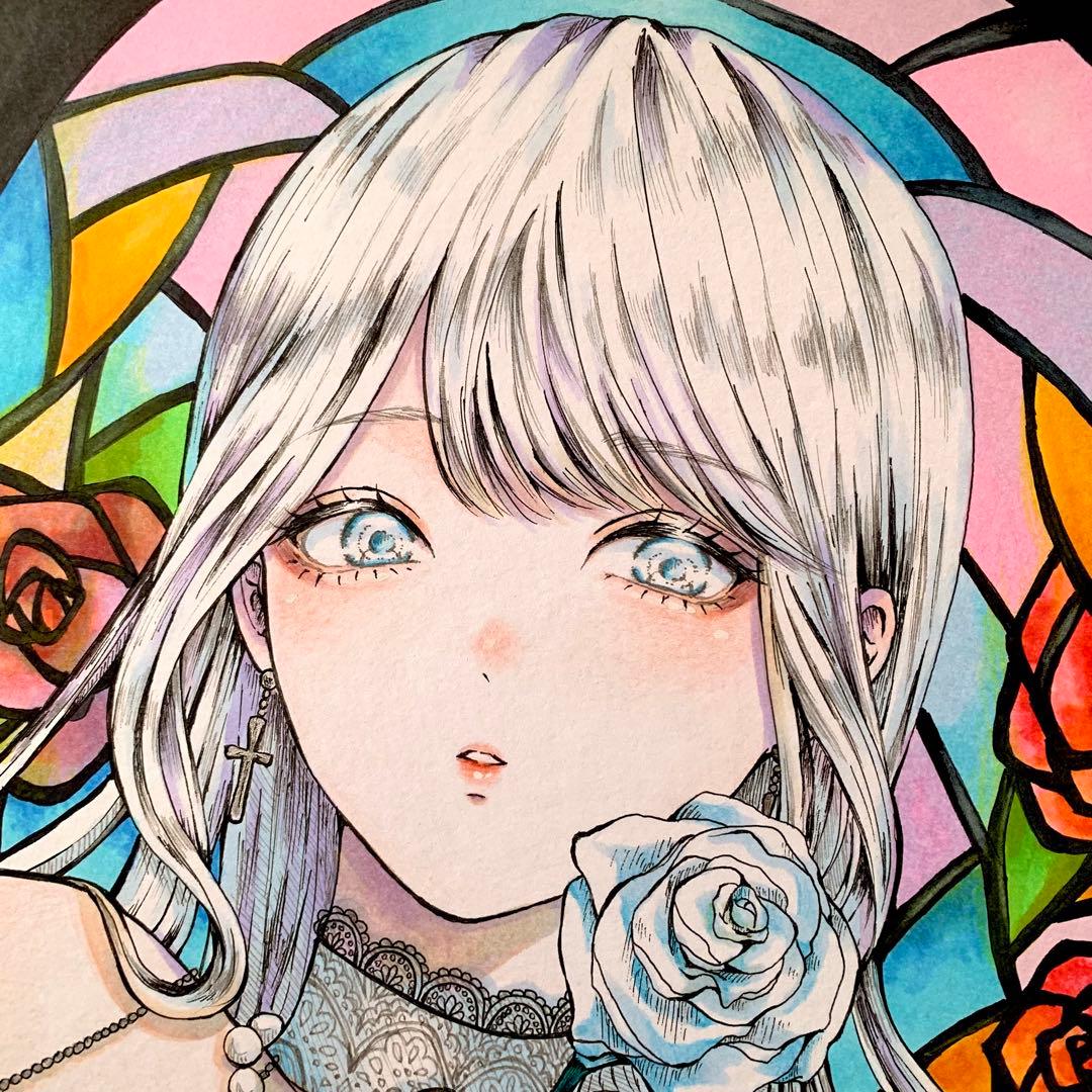 ぷ*ん様 No.11手描きイラスト　オリジナル　アナログ　色紙　原画