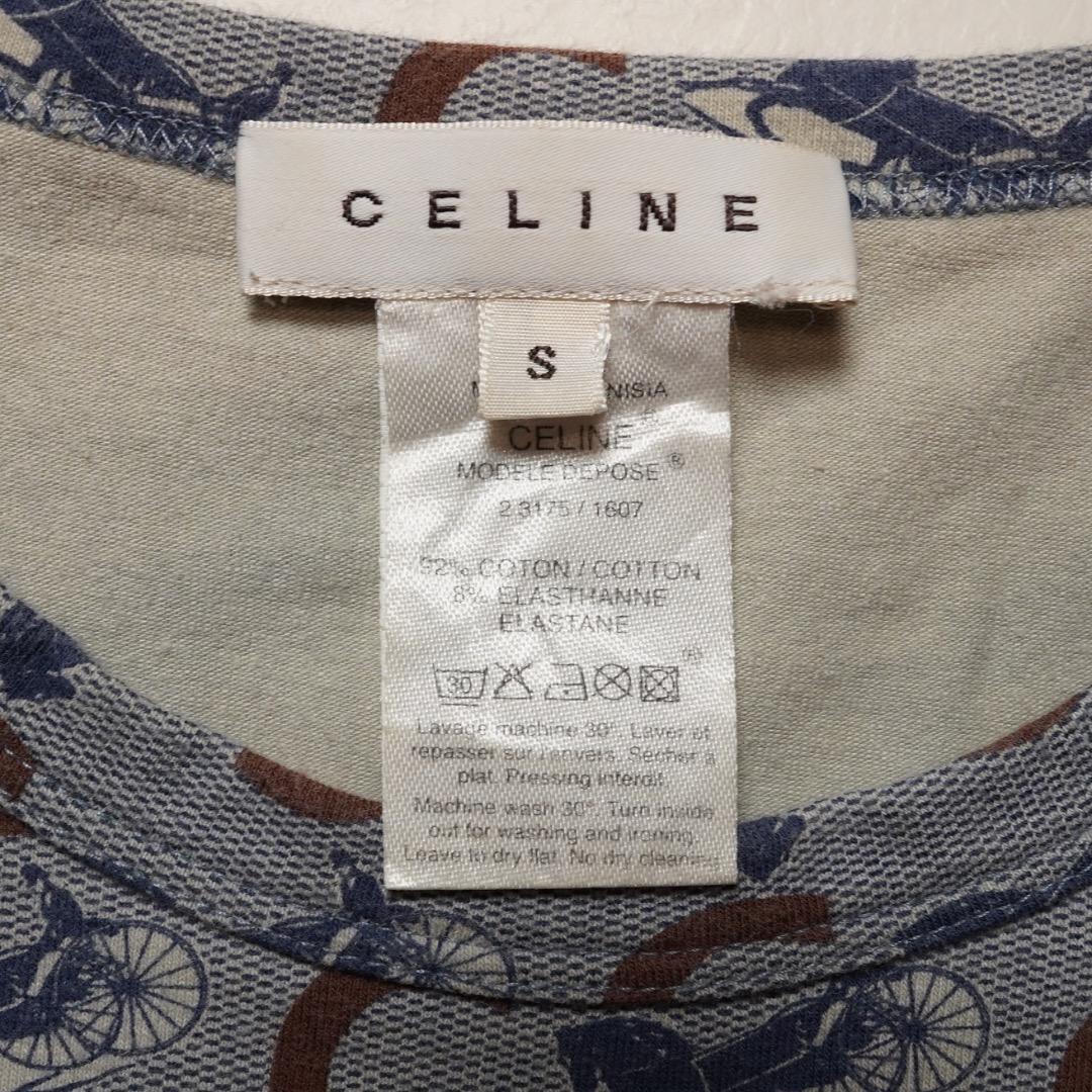 CELINE Tシャツ コットン ブルー #S 総柄