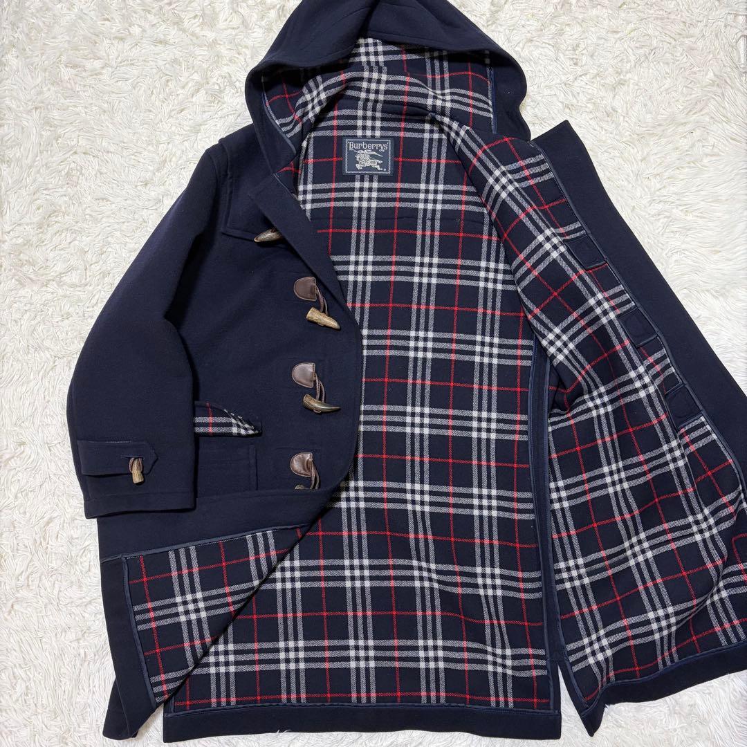 カシミヤ混✨BURBERRY バーバリー　ダッフルコート　ネイビーフリーサイズ