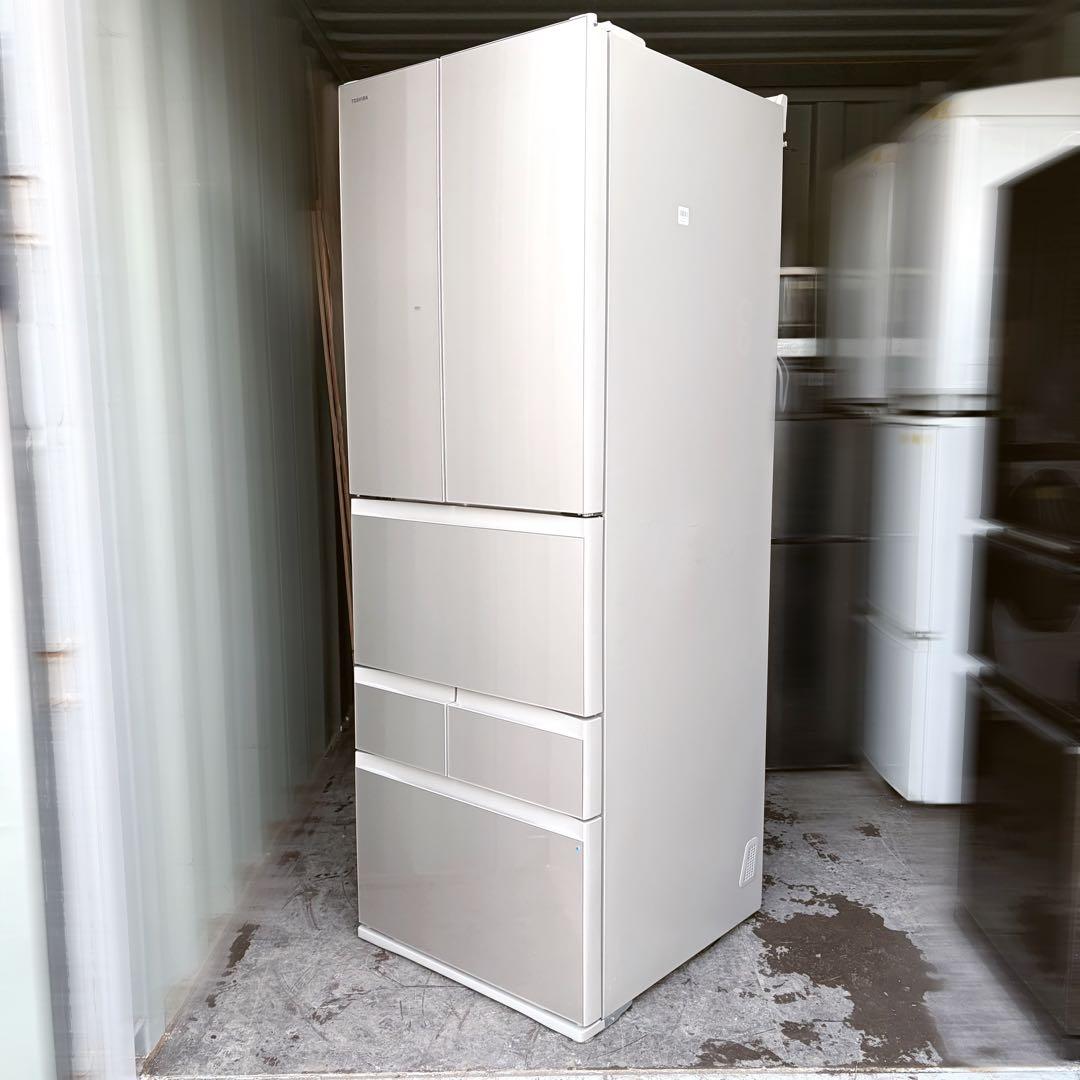 運搬取付無料！ルーセントアイボリー純正東芝マジック大容量6ドア冷蔵庫！完動超美品