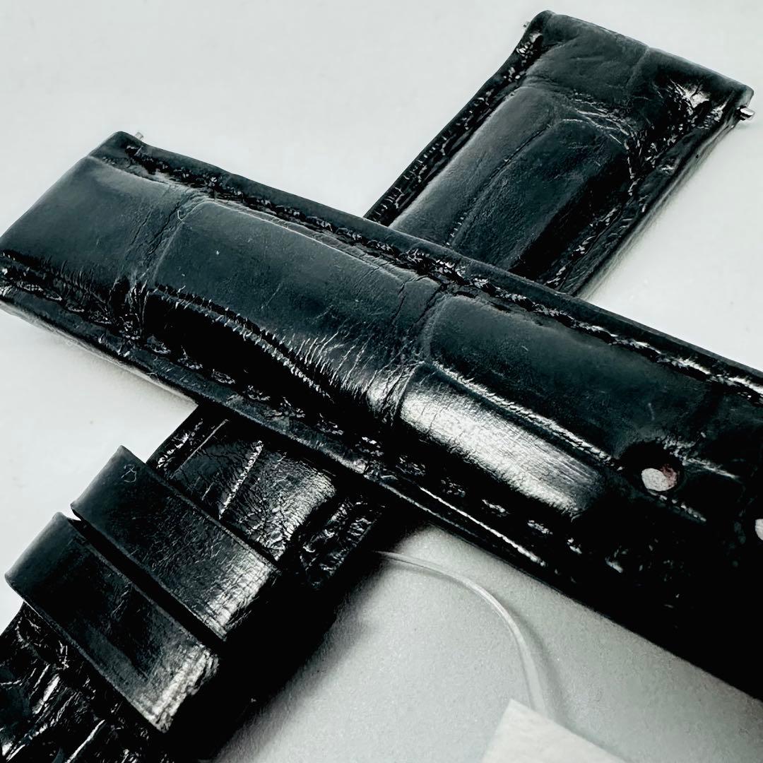 2805#19mm-18mmブラック★本物クロコダイルレザーベルト★スイス製