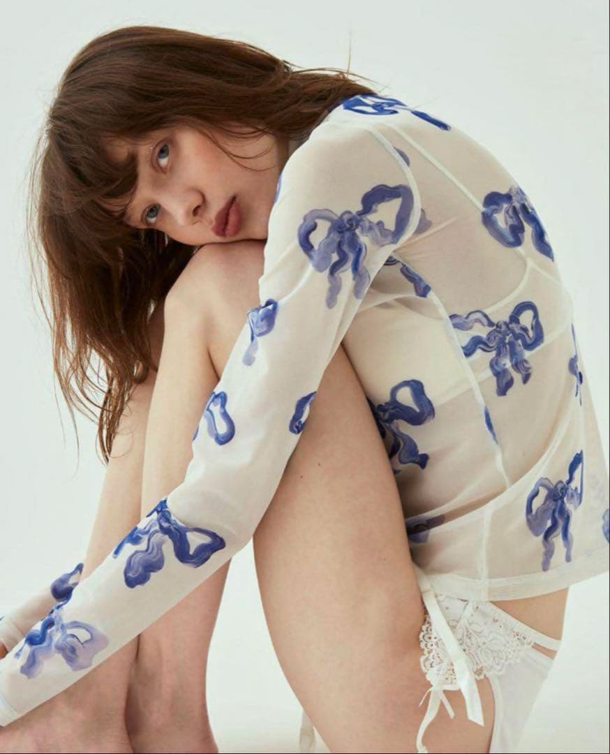 ポピー　あさぎーにょ　激かわブルーリボンシースルーハイネック新品