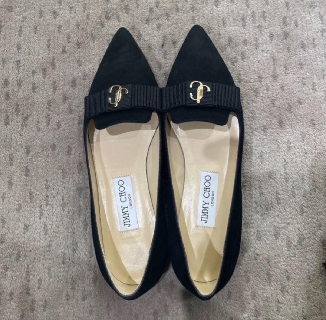 JIMMY CHOO ブラック フラットシューズ