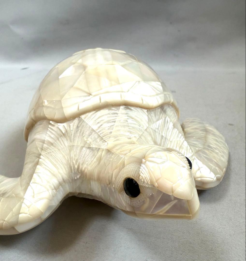 白蝶貝ジェルアート　亀置物　MARUEI保証書