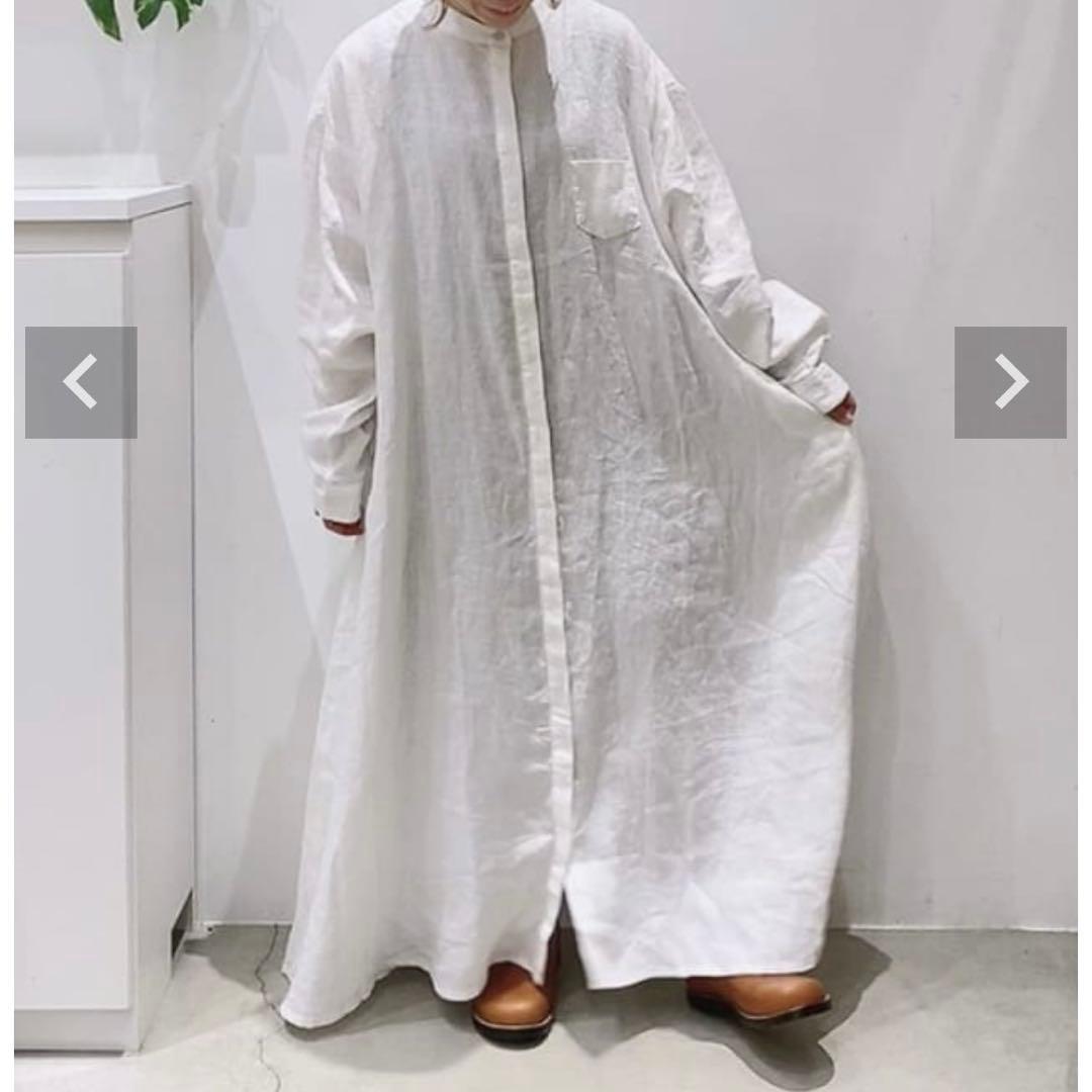 新品 OMEKASI ⿻ リネン バンドカラーワンピース ルーズ 赤 ゆったり