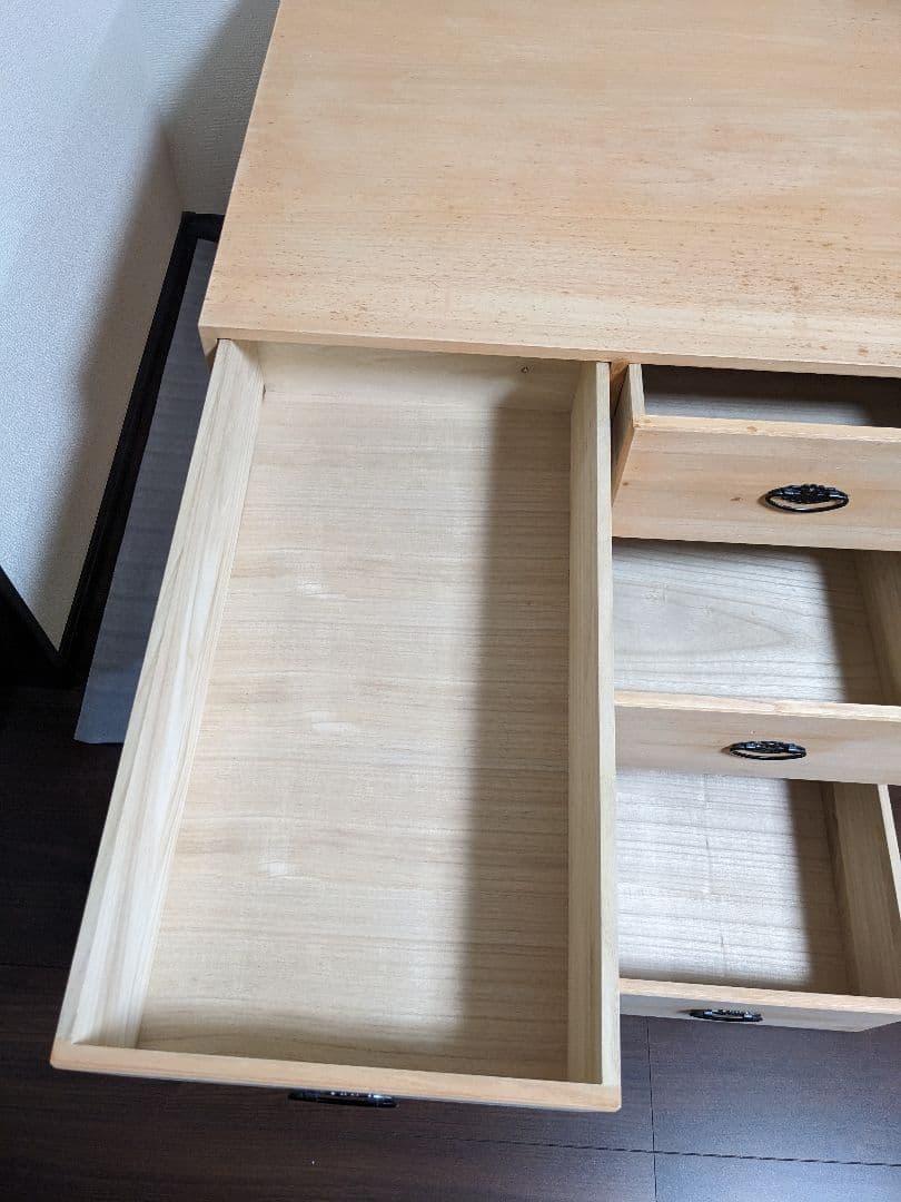 押入れ収納 総桐タンス　引出し3段4個 天然木(桐無垢材）キャスター付き